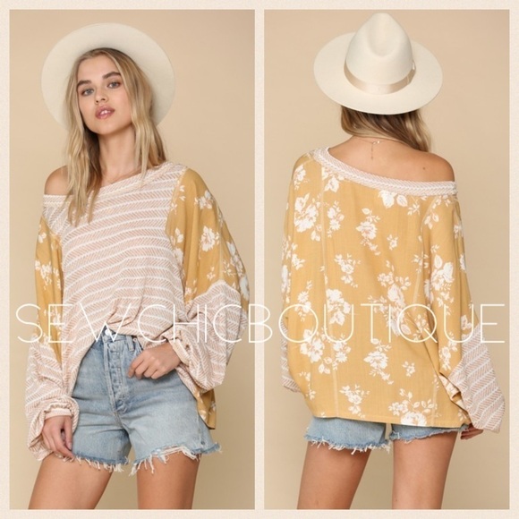 Beautiful Long Sleeve Knit Top w/Rayon Challis Contrast - Picture 2 of 8